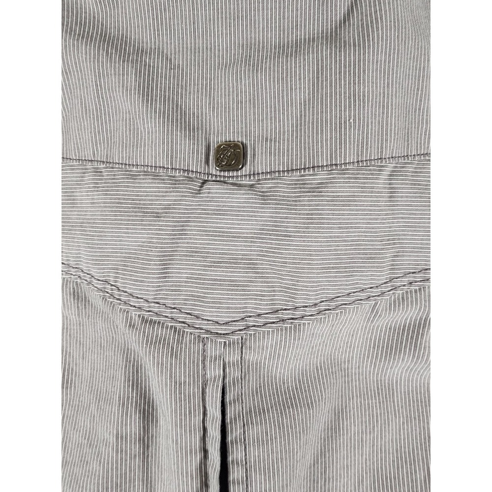 7 Diamonds‎ Mens Grey White Striped Long Sleeve Western Button Down Shirt Medium - Picture 9 of 9